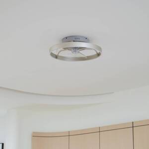 Lindby LED mennyezeti ventilátor Momitu, ezüst, csendes, Ø 14 cm