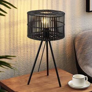 Lindby Rabiya bambusz asztali lámpa, fekete, háromlábú